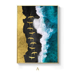 Abstract Painting Golden Ocean Waves Printed Poster