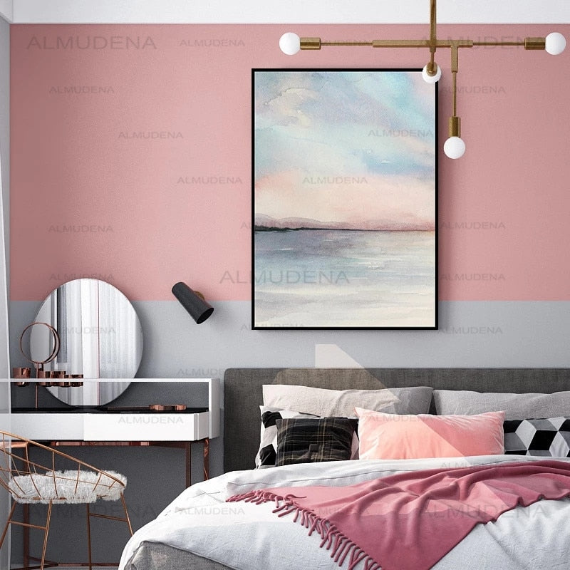 Abstract Pink Sea Canvas Painting Printed Poster