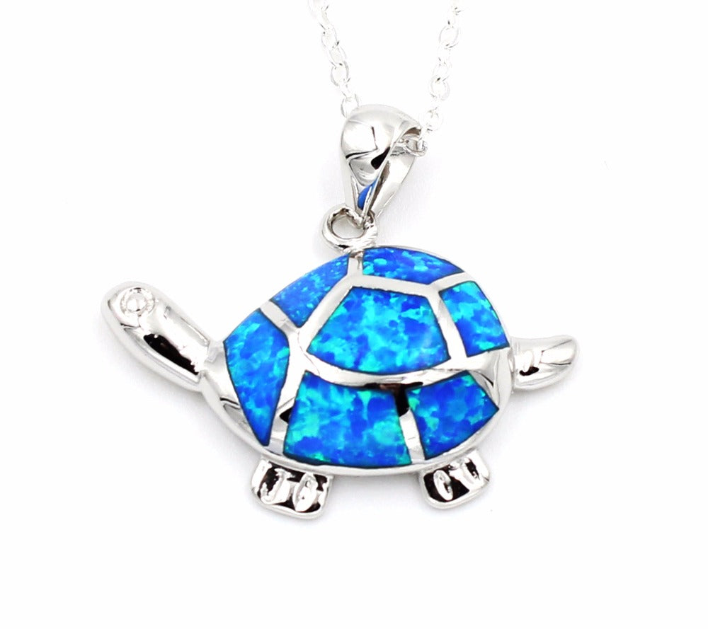 Opal Sea Turtle Pendant Necklace
