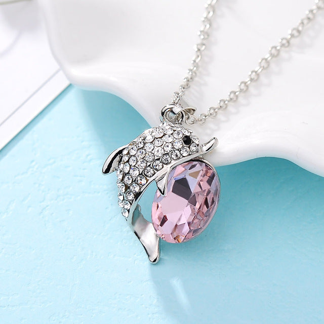 Crystal Dolphin Pendant Necklace