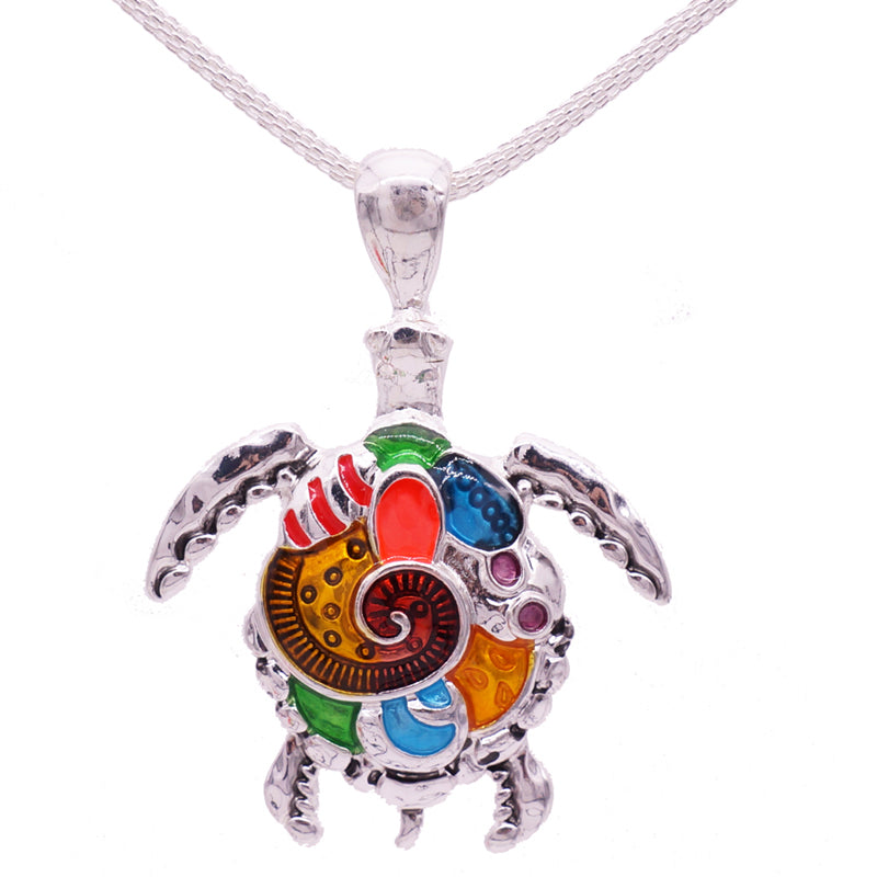 Sea Turtle Multi-color Pendant Necklace
