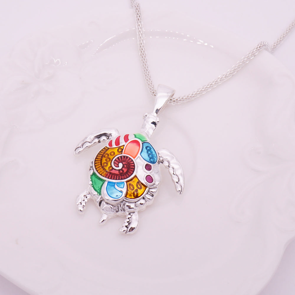 Sea Turtle Multi-color Pendant Necklace