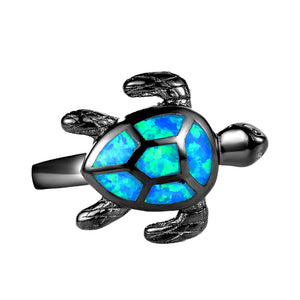 Black Opal Sea Turtle Ring