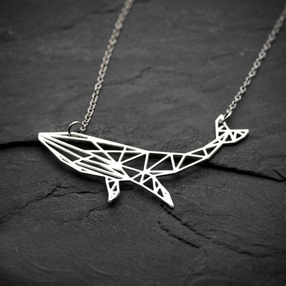Geometric Whale Pendant Necklace
